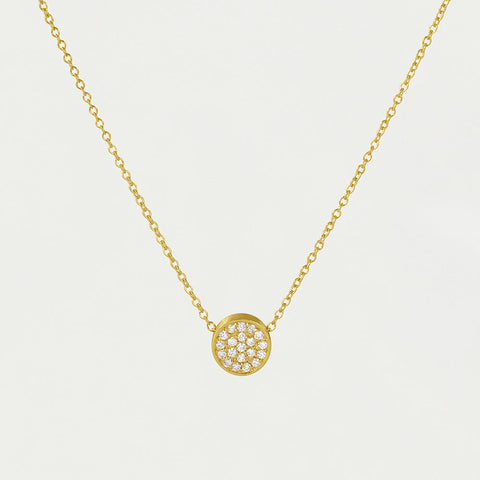 14K Gold Signature Diamond Pendant Necklace - Gold