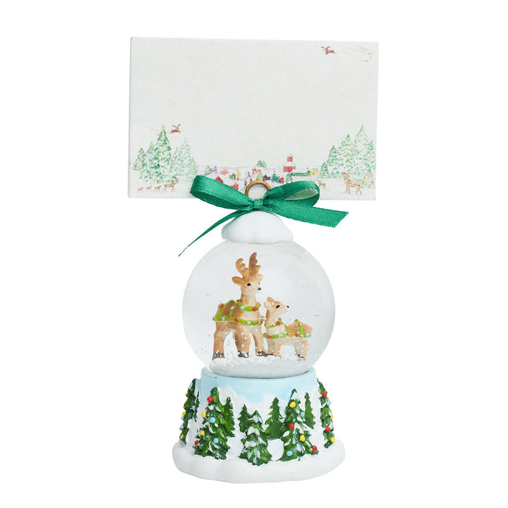 Berry &amp; Thread North Pole Reindeer Snow Globe Place Card Holder