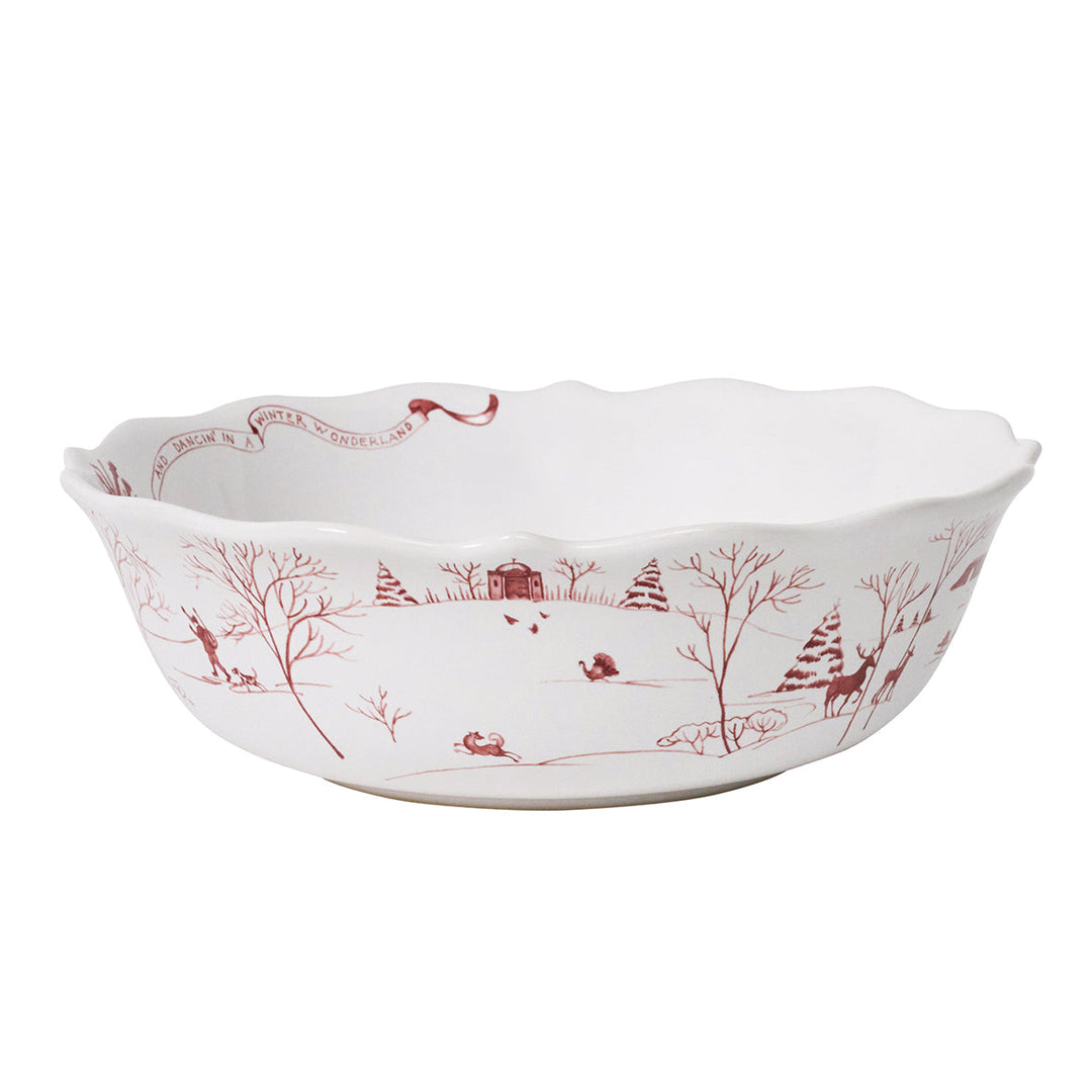 Country Estate Winter Frolic 11" Serving Bowl - Ruby