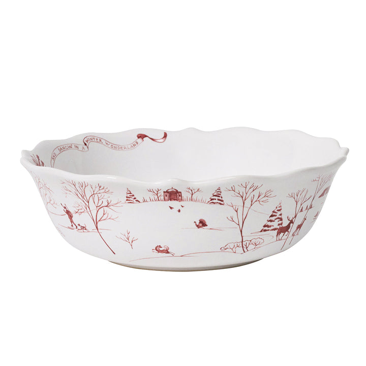 Country Estate Winter Frolic 11" Serving Bowl - Ruby