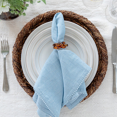 Berry Trim Napkin Set/4 - Chambray