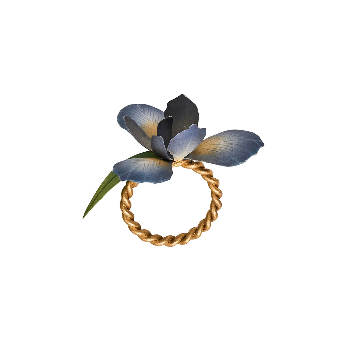 Meadow Walk Iris Napkin Ring Set/4 - Chambray