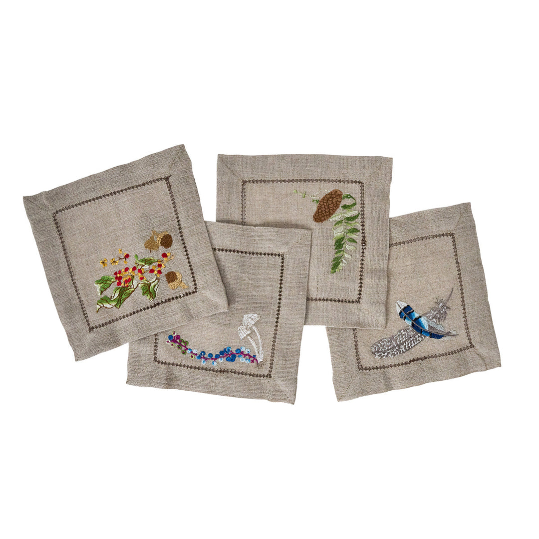 Forest Walk Cocktail Napkin Assorted Set/4 - Multi