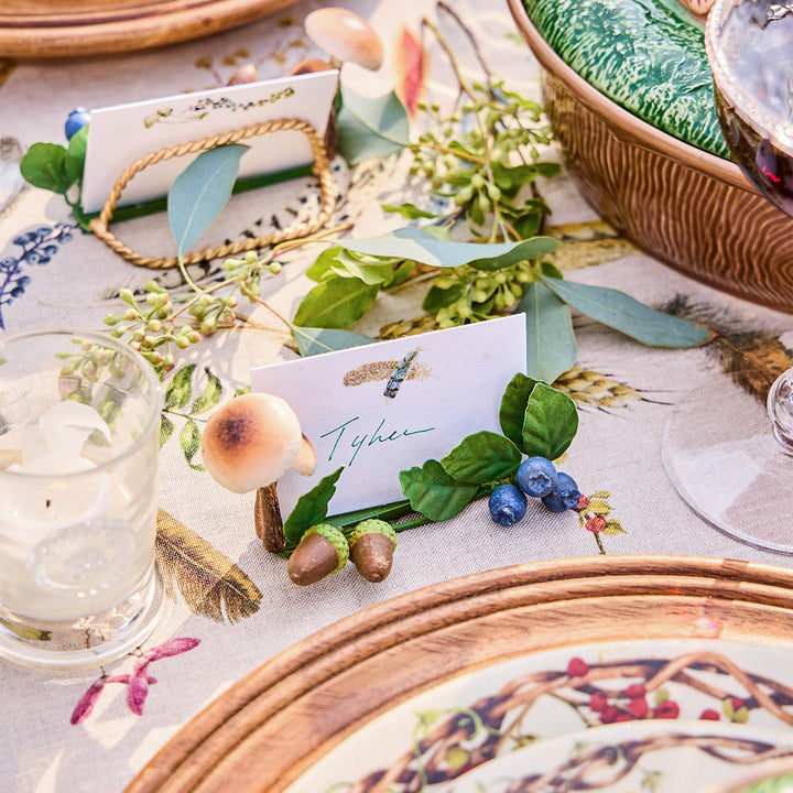 Forest Walk Mushroom & Acorn Place Card Holder Set/4 - Multi