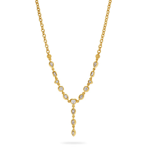 Joie Petite Lariat Necklace - Gold/Cubic Zirconia