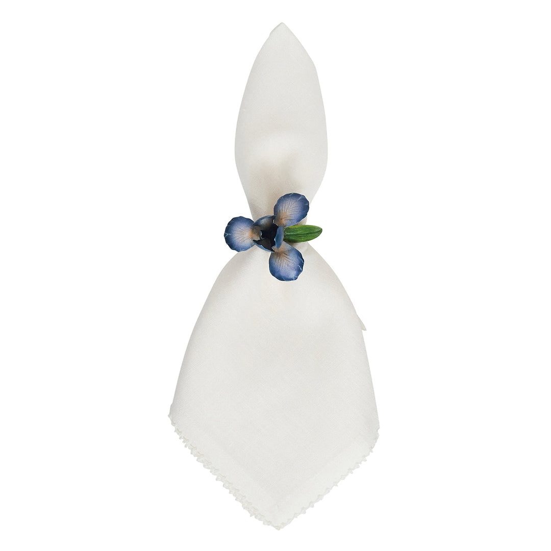 Meadow Walk Iris Napkin Ring Set/4 - Chambray