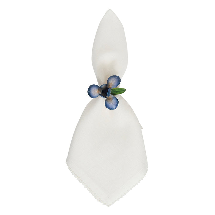 Meadow Walk Iris Napkin Ring Set/4 - Chambray