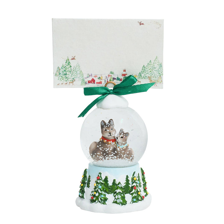 Berry &amp; Thread North Pole Husky Snow Globe Place Card Holder