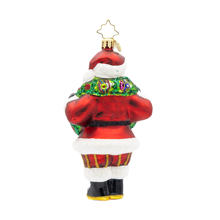 Vintage Holiday Wreath Santa