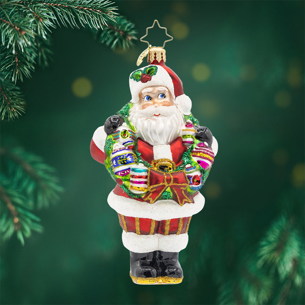Vintage Holiday Wreath Santa