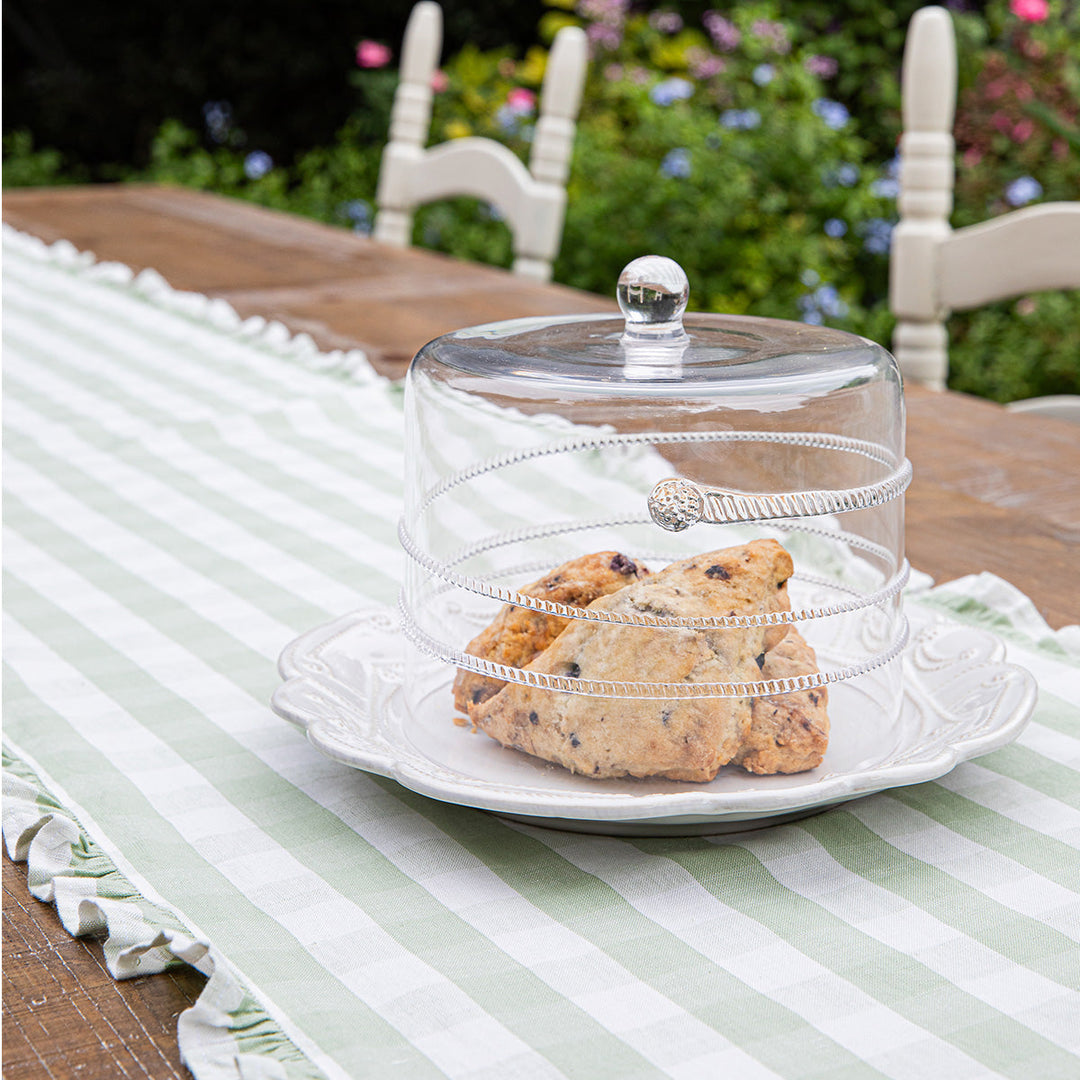 Gingham Ruffle 18" x 90" Table Runner - Seagrass