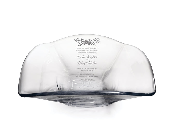 Woodbury Bowl - L with Engraved Wedding Invitation