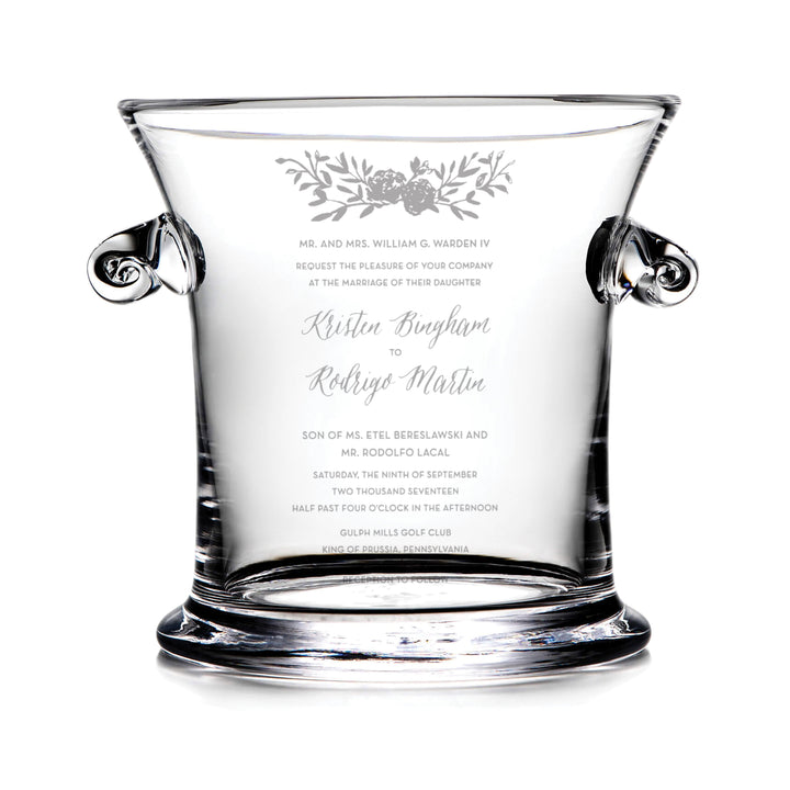 Norwich Ice Bucket - L with Engraved Wedding Invitation