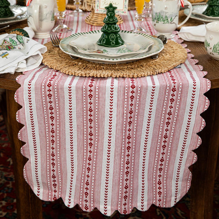 Villa Stripe 18" x 90" Table Runner - Ruby