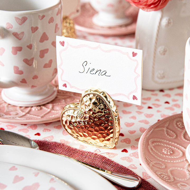 Berry &amp; Thread Heart Place Card Holder Set/4 - Gold