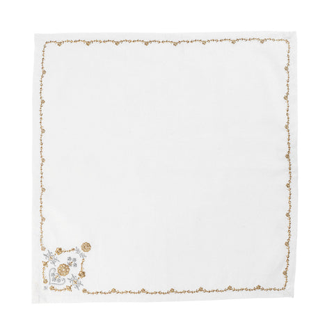 Heidi Embroidered Napkin - Gold/Silver