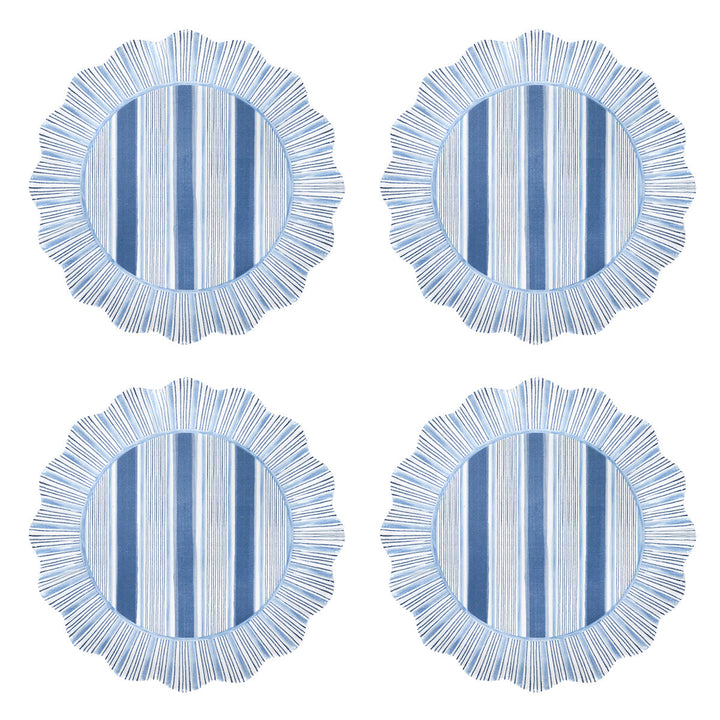 Cabana Stripe Melamine Dessert/Salad Plate Set/4 - Ocean