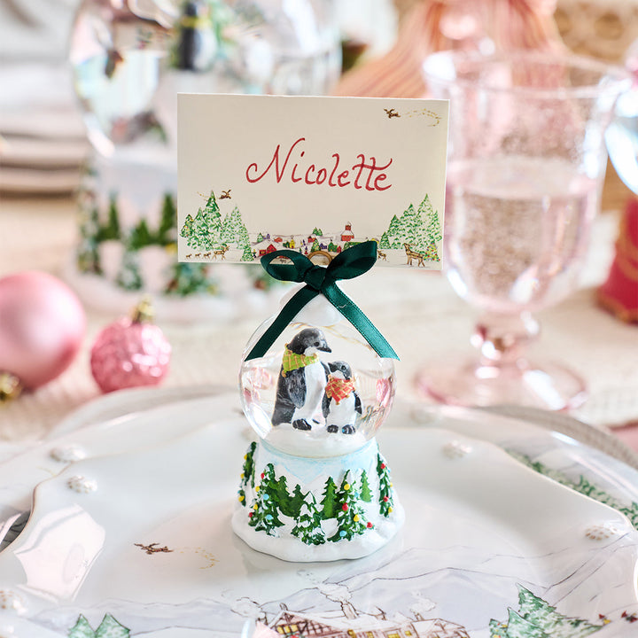 Berry &amp; Thread North Pole Penguin Snow Globe Place Card Holder