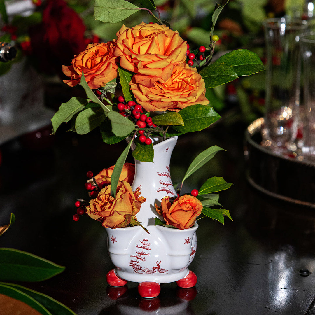 Country Estate Winter Frolic 6" Tulipiere Vase - Ruby