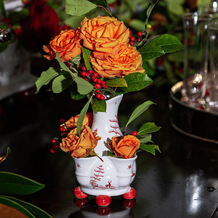 Country Estate Winter Frolic 6" Tulipiere Vase - Ruby