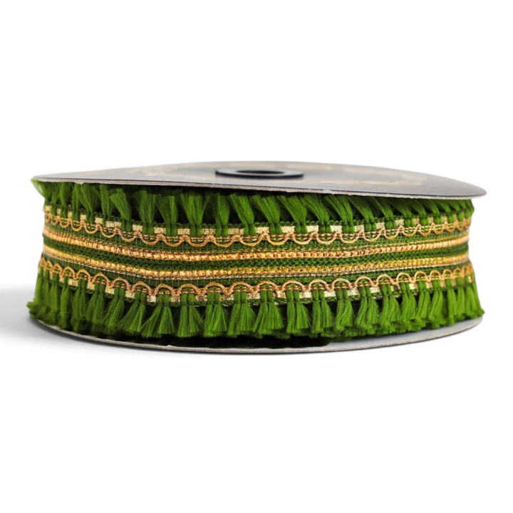 Tassel DBL Fringe Dupion Green-1.5x10YD