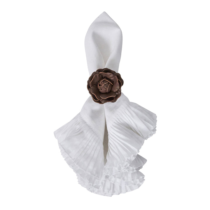 Camellia Napkin Ring Set/4 - Brown
