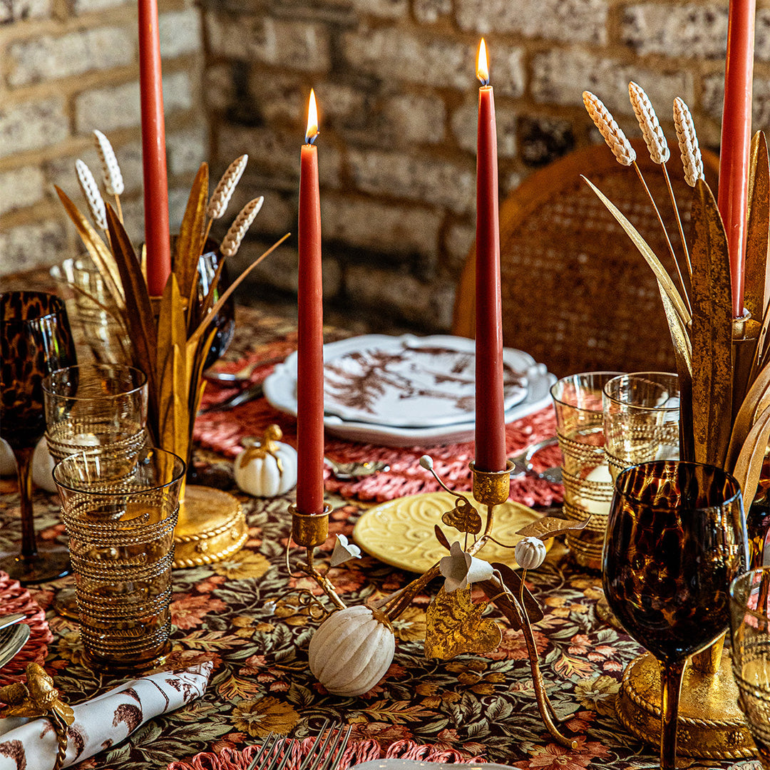 Forest Walk Pumpkin & Vine Double Candlestick Holder - Gold