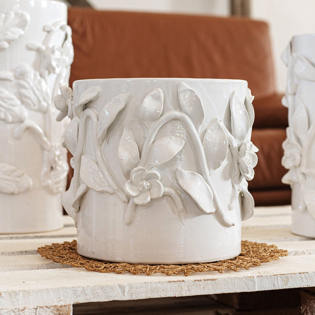 Bougainvillea Garden White Short Cachepot