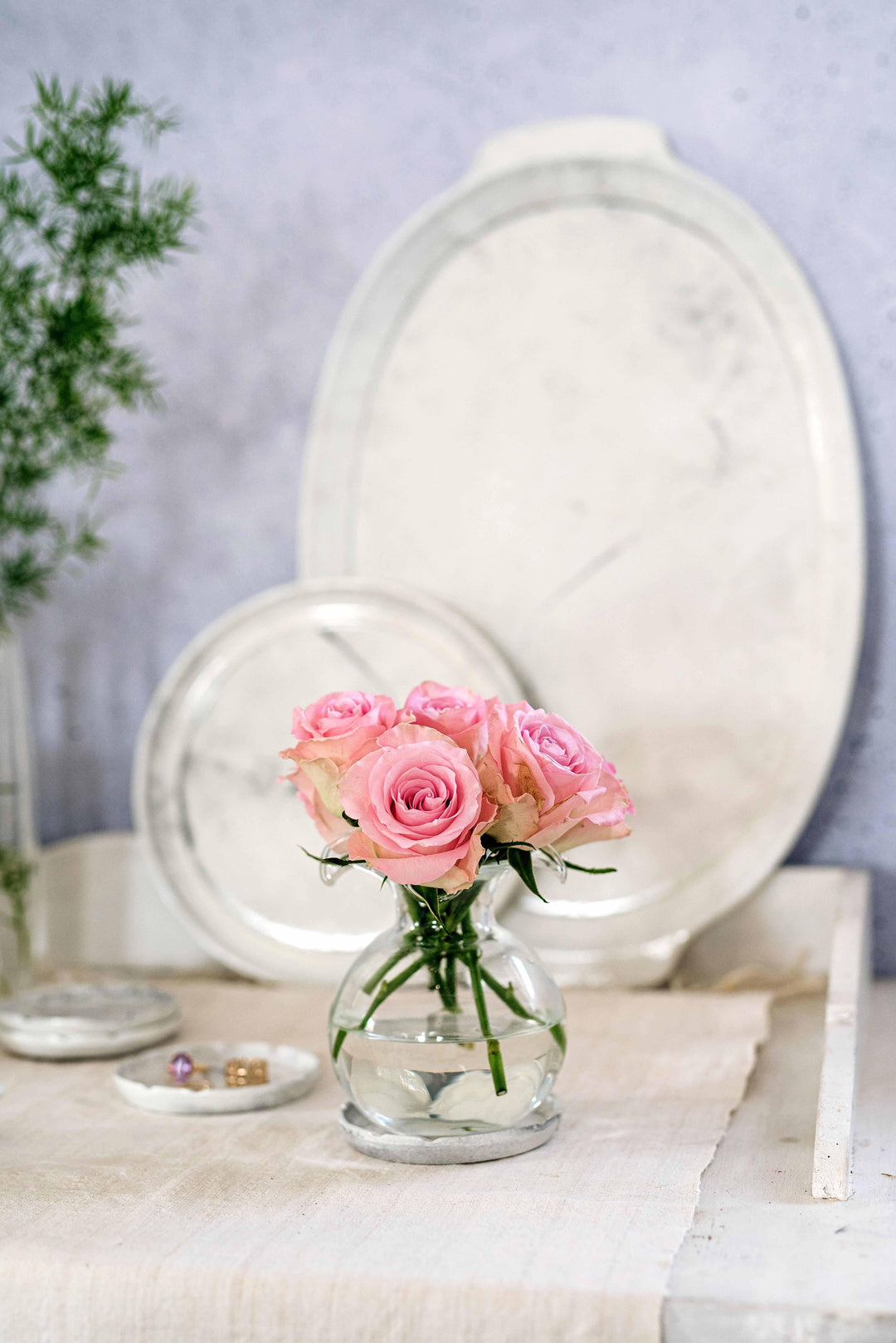 Florentine Wooden Accessories Marble Small Round Tray