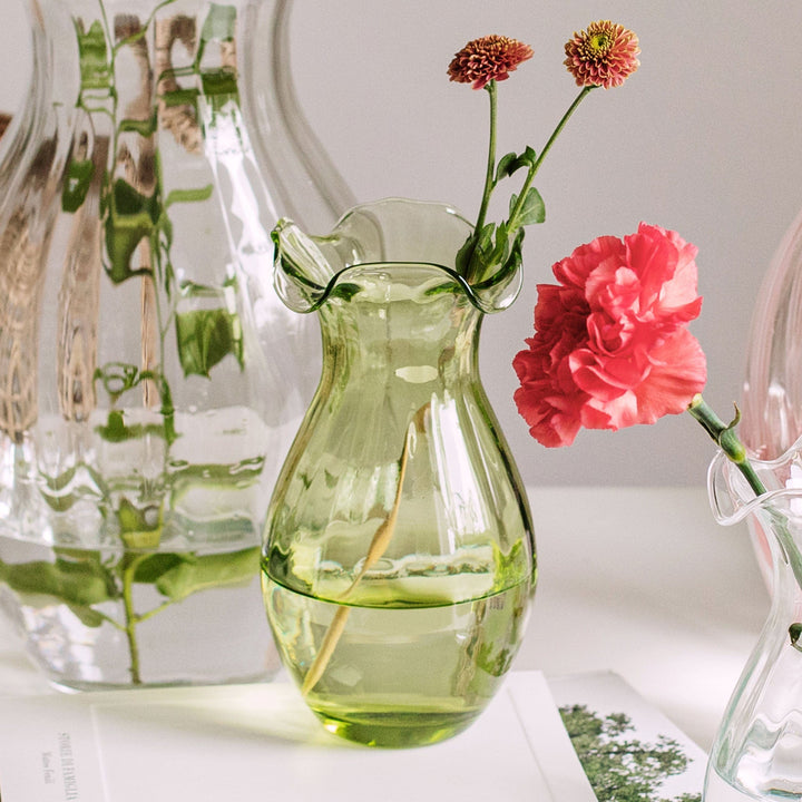 Hibiscus Glass Vertical Fluted Small Vase