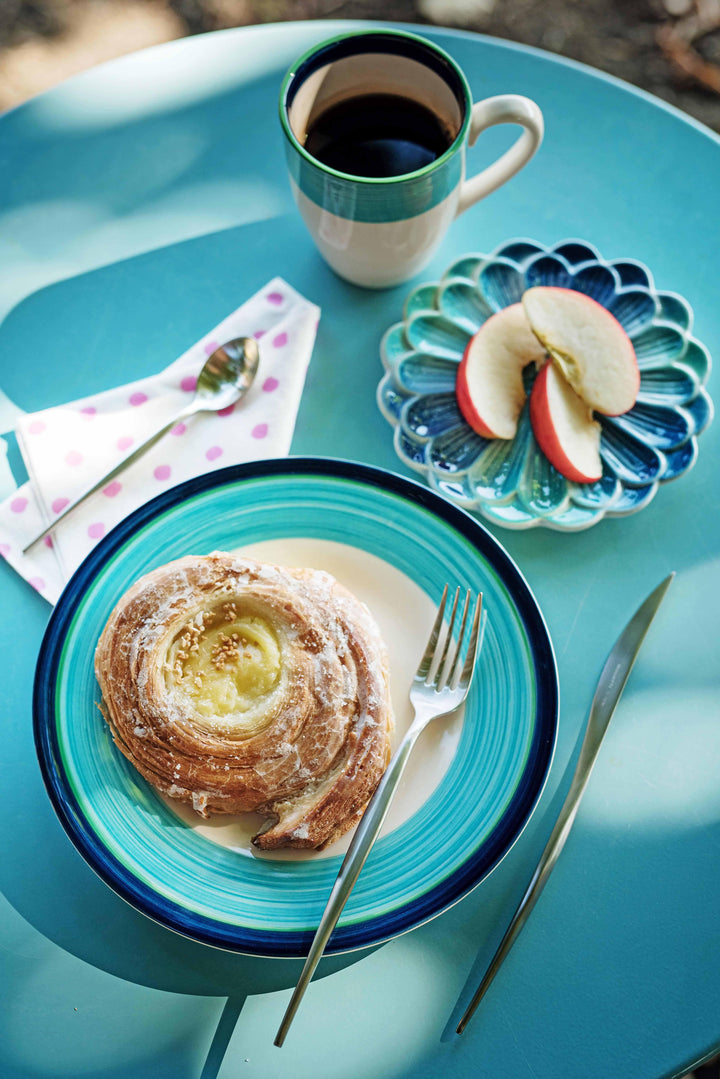 Lisbon Cobalt and Aqua Stripe Salad Plate
