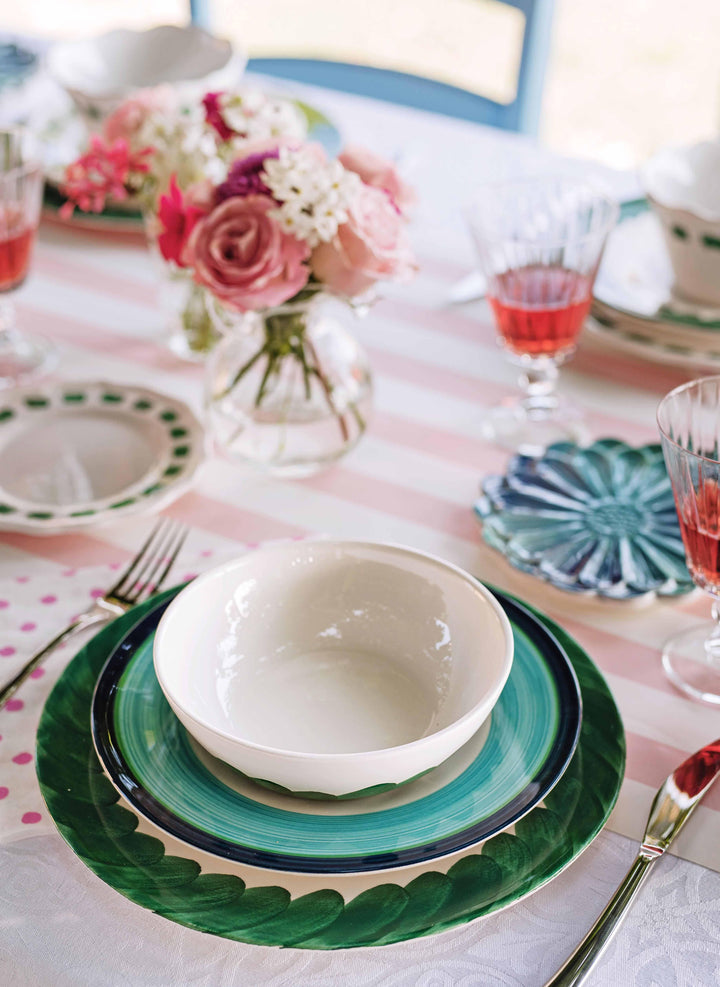 Lisbon Cobalt and Aqua Stripe Salad Plate