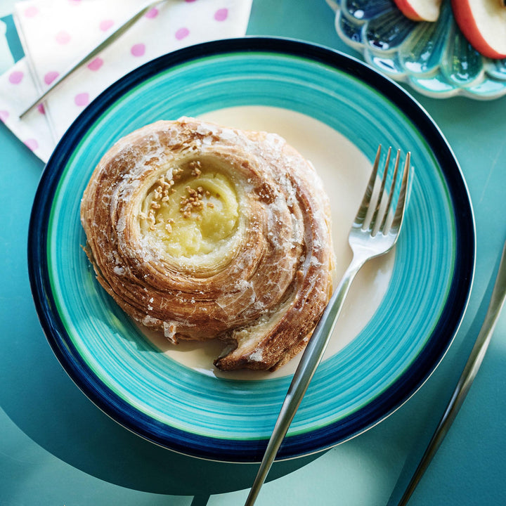 Lisbon Cobalt and Aqua Stripe Salad Plate