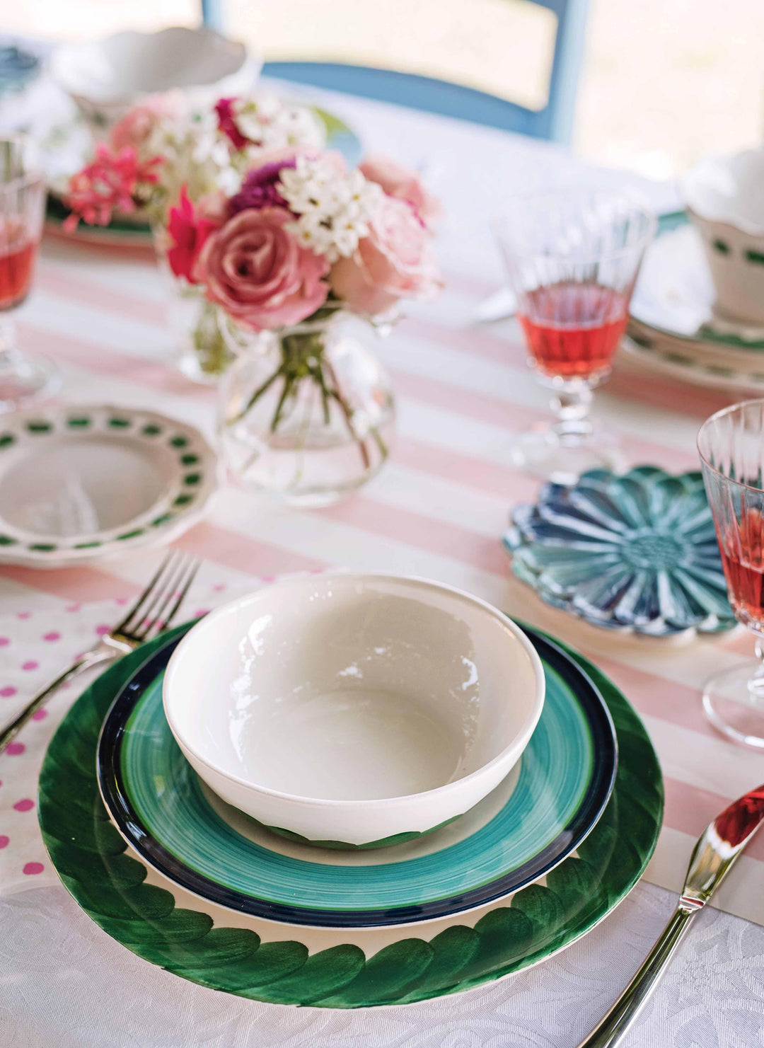Lisbon Green Brushstroke Round Platter