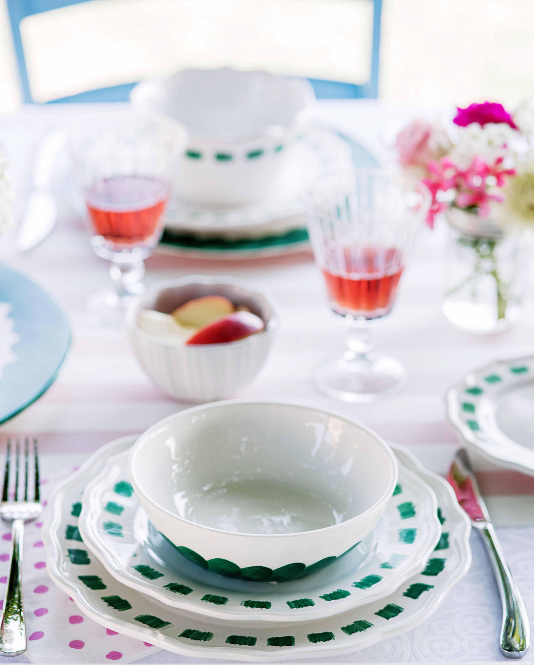 Lisbon Green Stitch Salad Plate