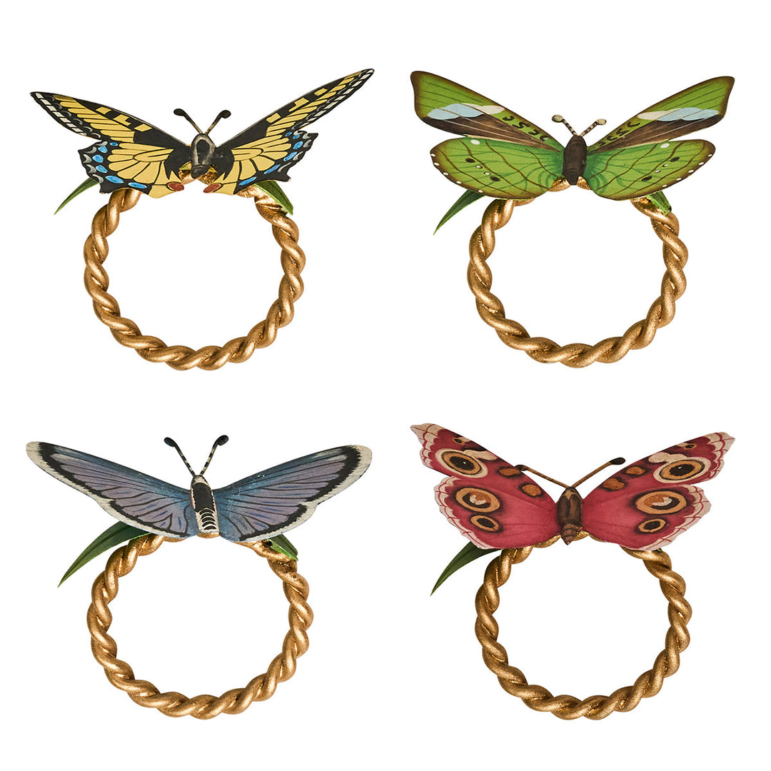 Meadow Walk Butterfly Napkin Ring Assorted Set/4 - Multi