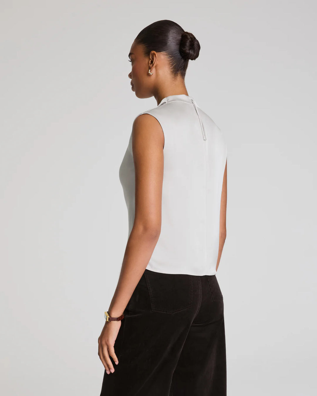 Silky Smooth Cowl Neck Sleeveless Top (Birch)