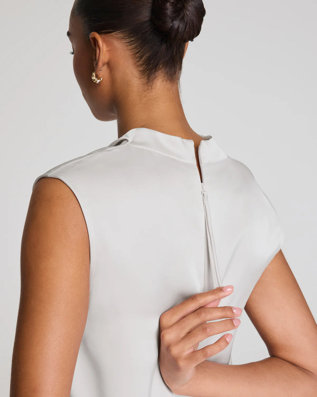 Silky Smooth Cowl Neck Sleeveless Top (Birch)