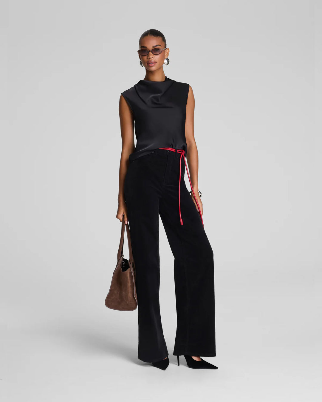 Silky Smooth Cowl Neck Sleeveless Top (Classic Black)