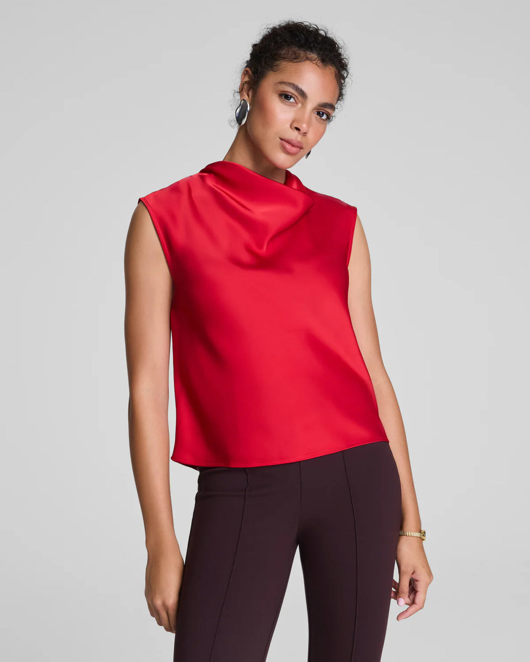 Silky Smooth Cowl Neck Sleeveless Top (Spanx Red)