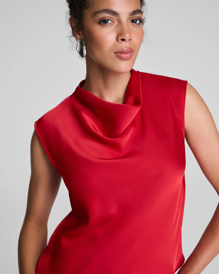 Silky Smooth Cowl Neck Sleeveless Top (Spanx Red)