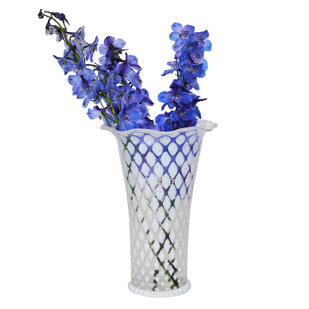 Trellis 9" Flared Vase - White