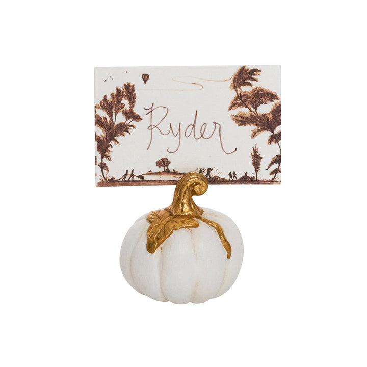 Forest Walk Pumpkin Place Card Holder Set/4 - Gold