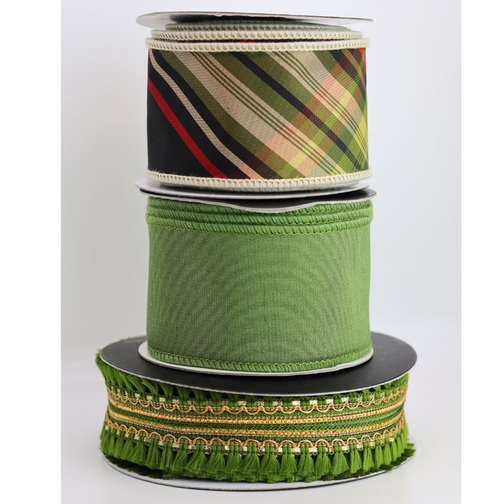 Tassel DBL Fringe Dupion Green-1.5x10YD