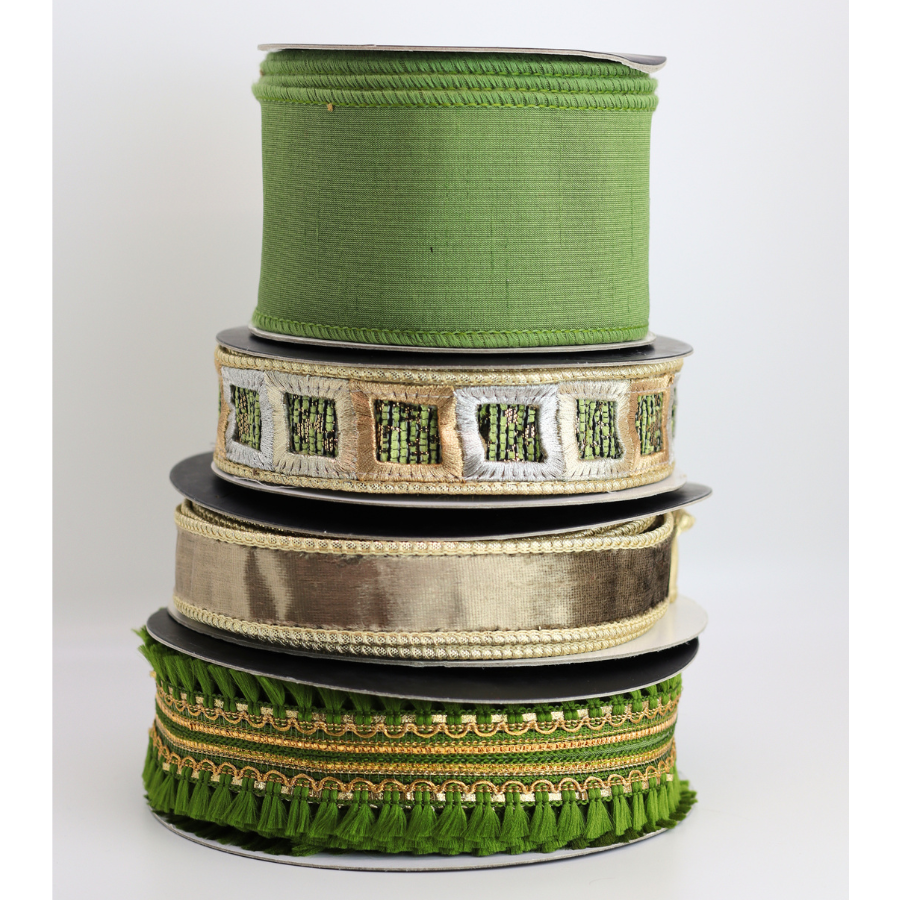 Tassel DBL Fringe Dupion Green-1.5x10YD