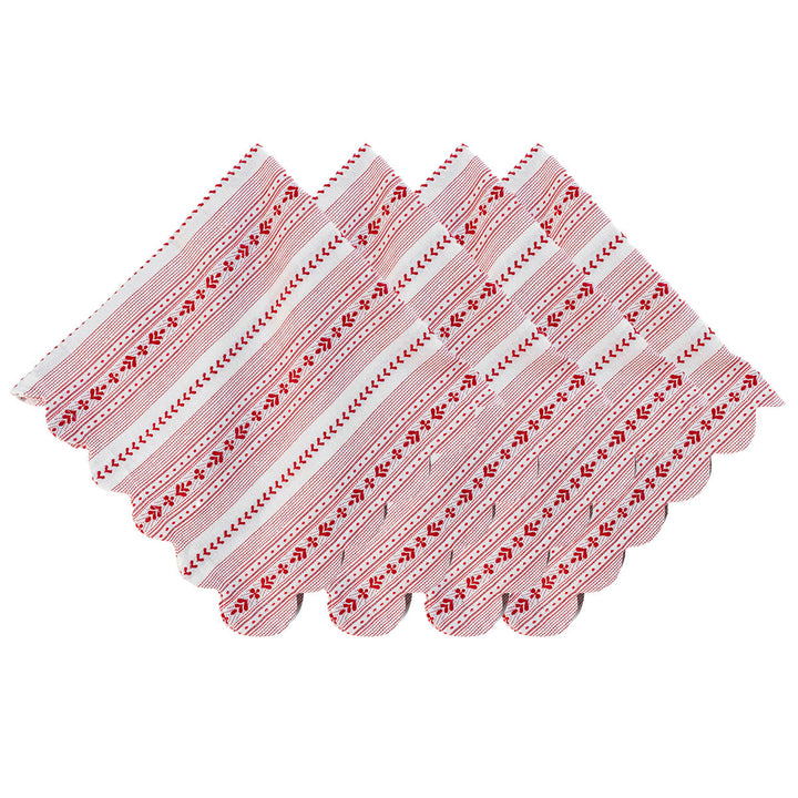 Villa Stripe Napkin Set/4 - Red