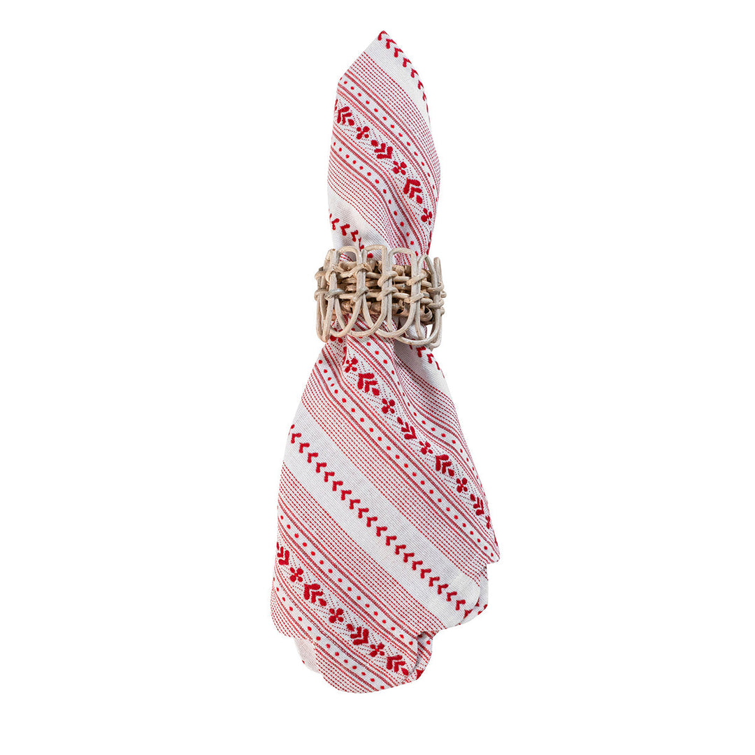 Villa Stripe Napkin Set/4 - Red
