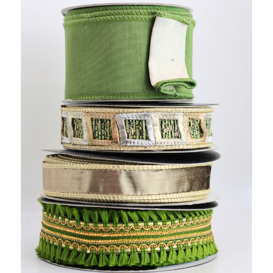 Tassel DBL Fringe Dupion Green-1.5x10YD