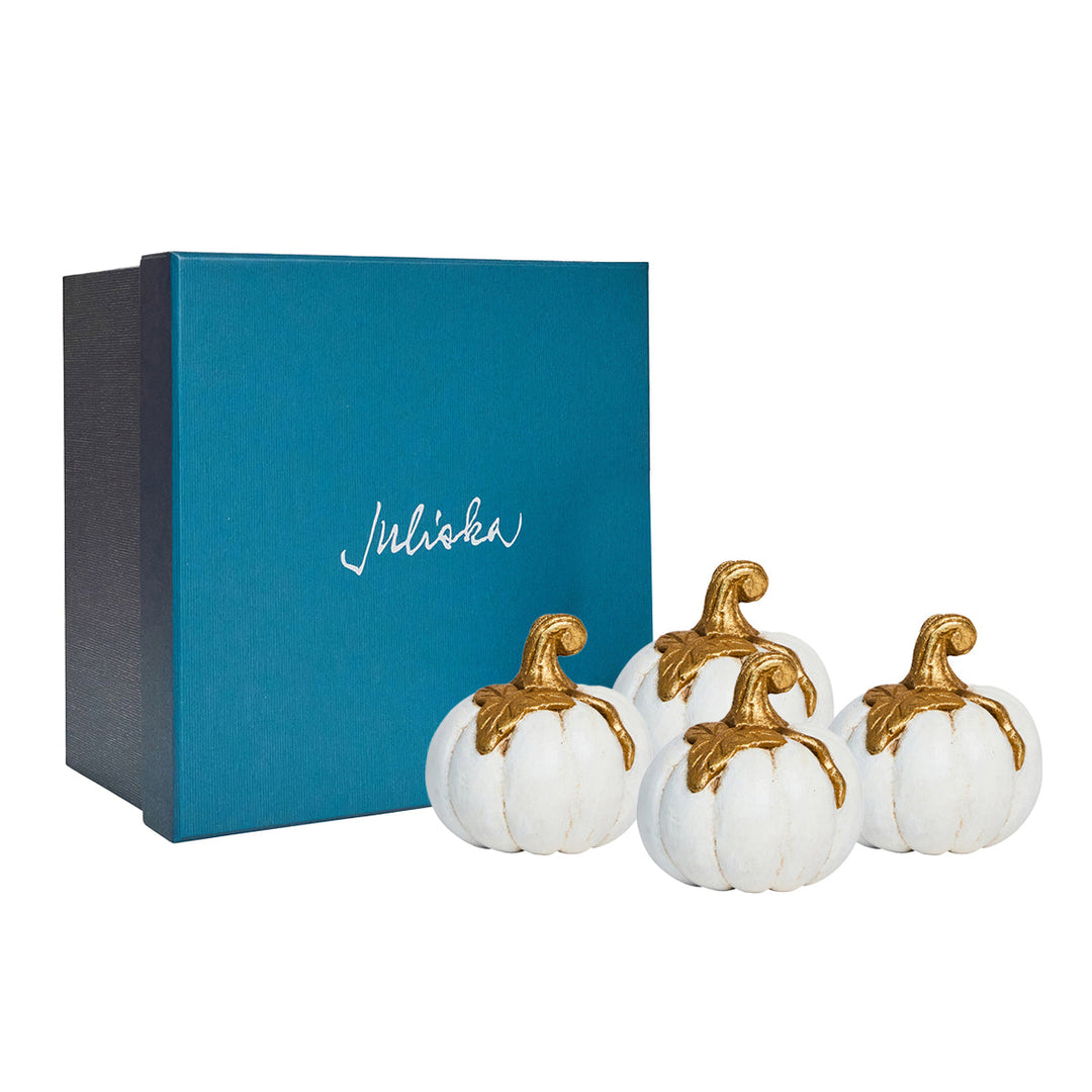 Forest Walk Pumpkin Place Card Holder Set/4 - Gold