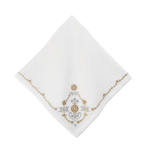 Heidi Embroidered Napkin - Gold/Silver